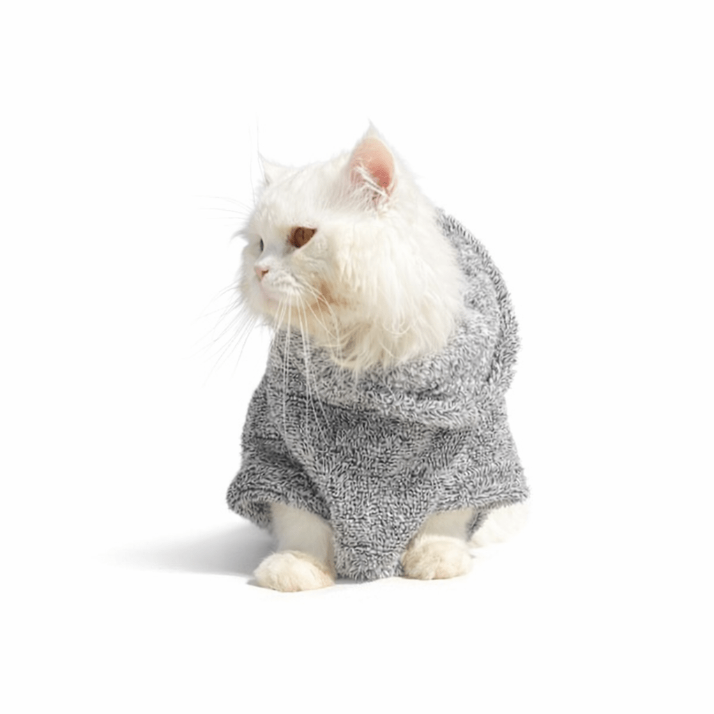 FlUFFY FLEECE GREY HOODIE cats - Astra - shop - eg